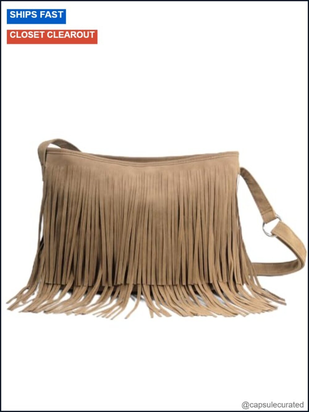 Tassel Faux Suede Leather Hobo Crossbody Shoulder Bag Women's Sling Bag